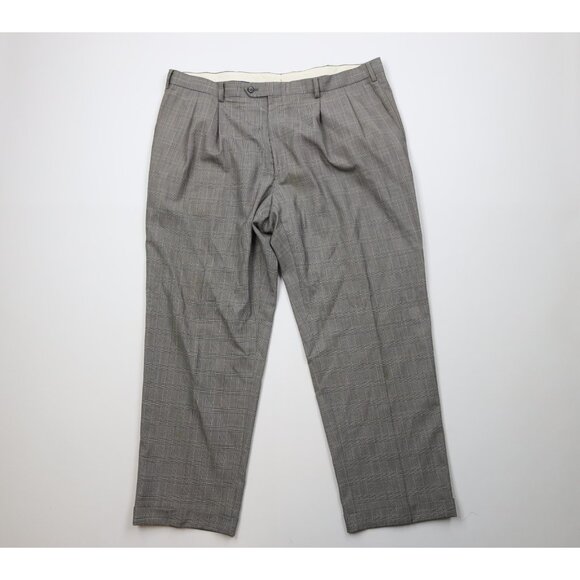 Vtg 90s Ralph Lauren Mens 42x30 Distressed Rayon Gabardine Wide Leg Chino Pants - Picture 1 of 16